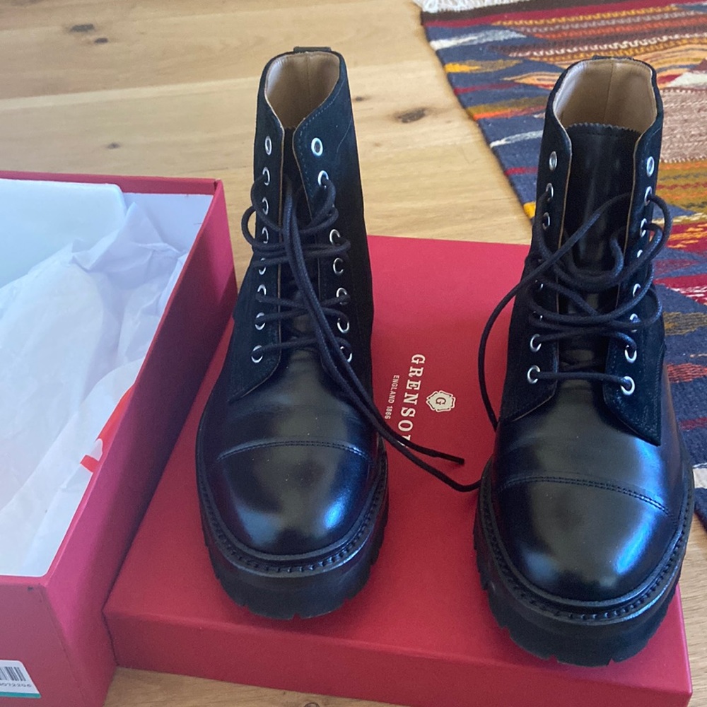 Grenson Meg combat boots black size 7.5 US new / never worn